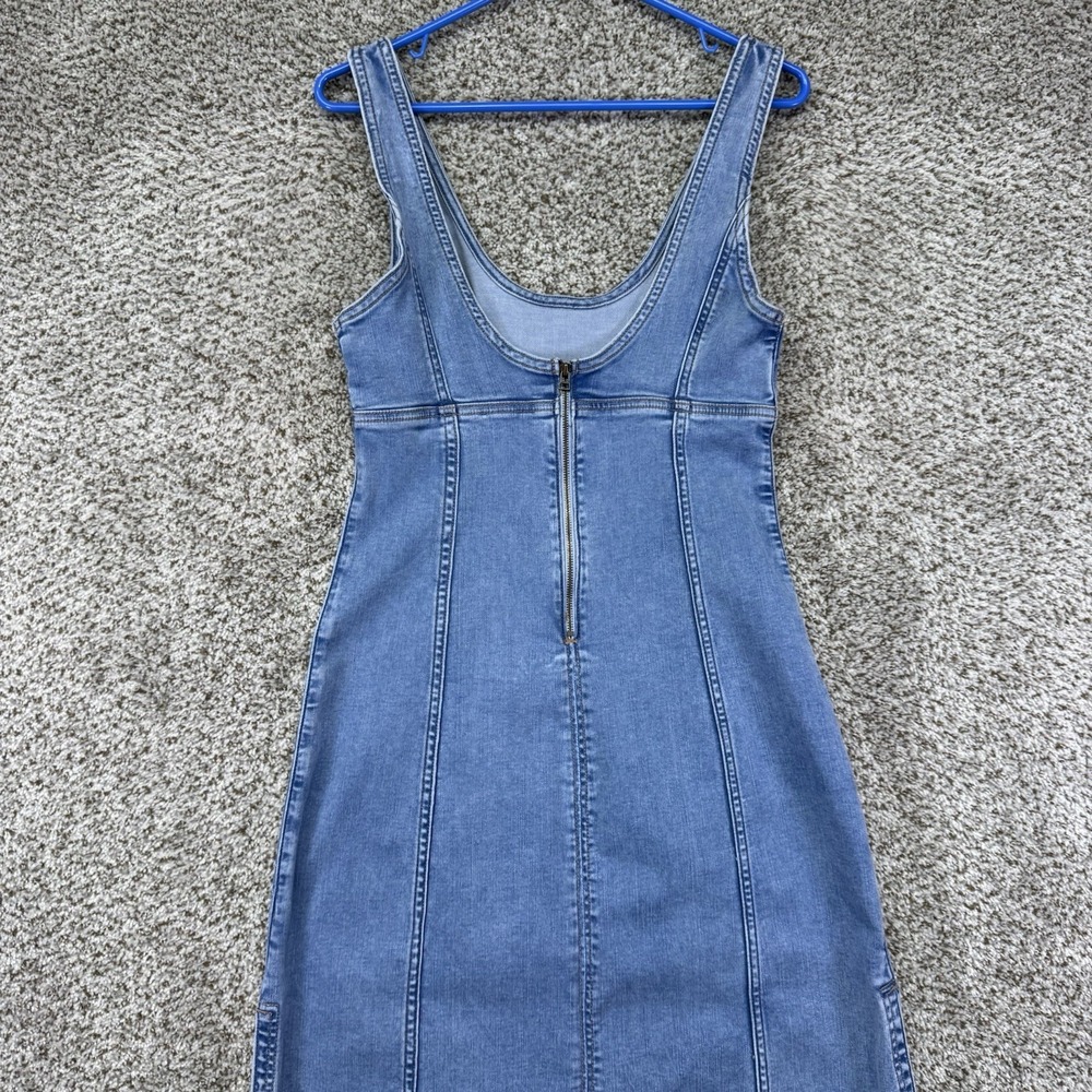 American Eagle Denim Dress Women's 6 Blue Maxi Scoop Neck Sleeveless Side Slit - Picture 7 of 16